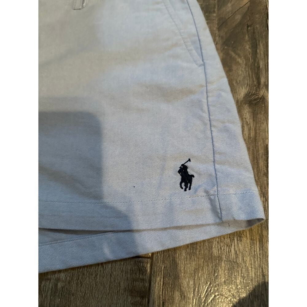 Polo Ralph Lauren Chino Shorts Embroidered Pony Logo Light Blue & White Size 8 - Picture 5 of 6